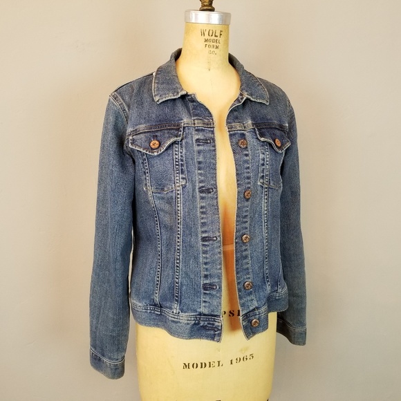 Lands End Denim Jean Jacket Womens 